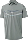 Mens Golf Polo Shirt Chest Stripe Moisture Wicking - Comfortable Dry