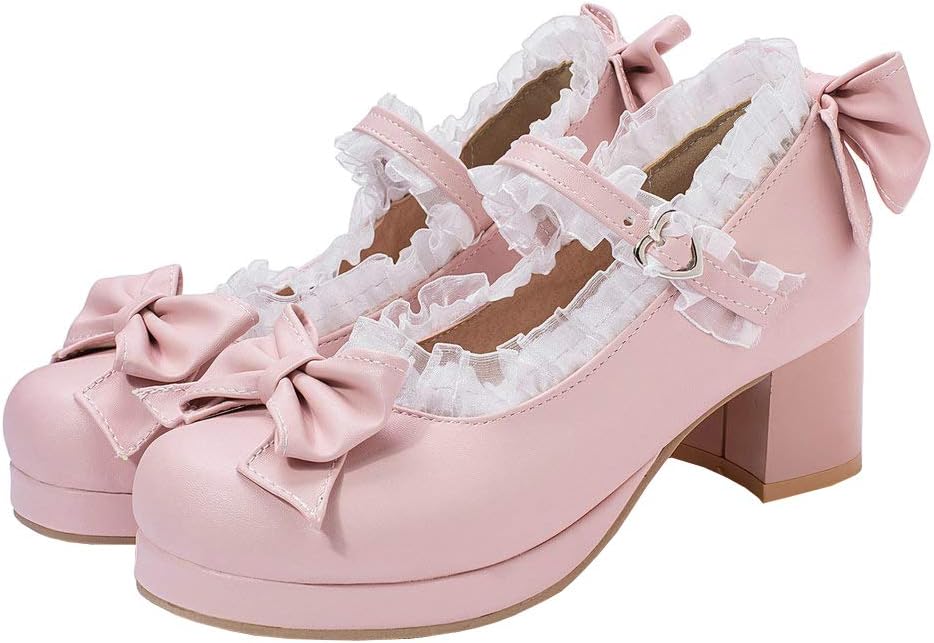 Kawaii Mid Block Heel Mary Jane Pumps for Cute Sweet Style