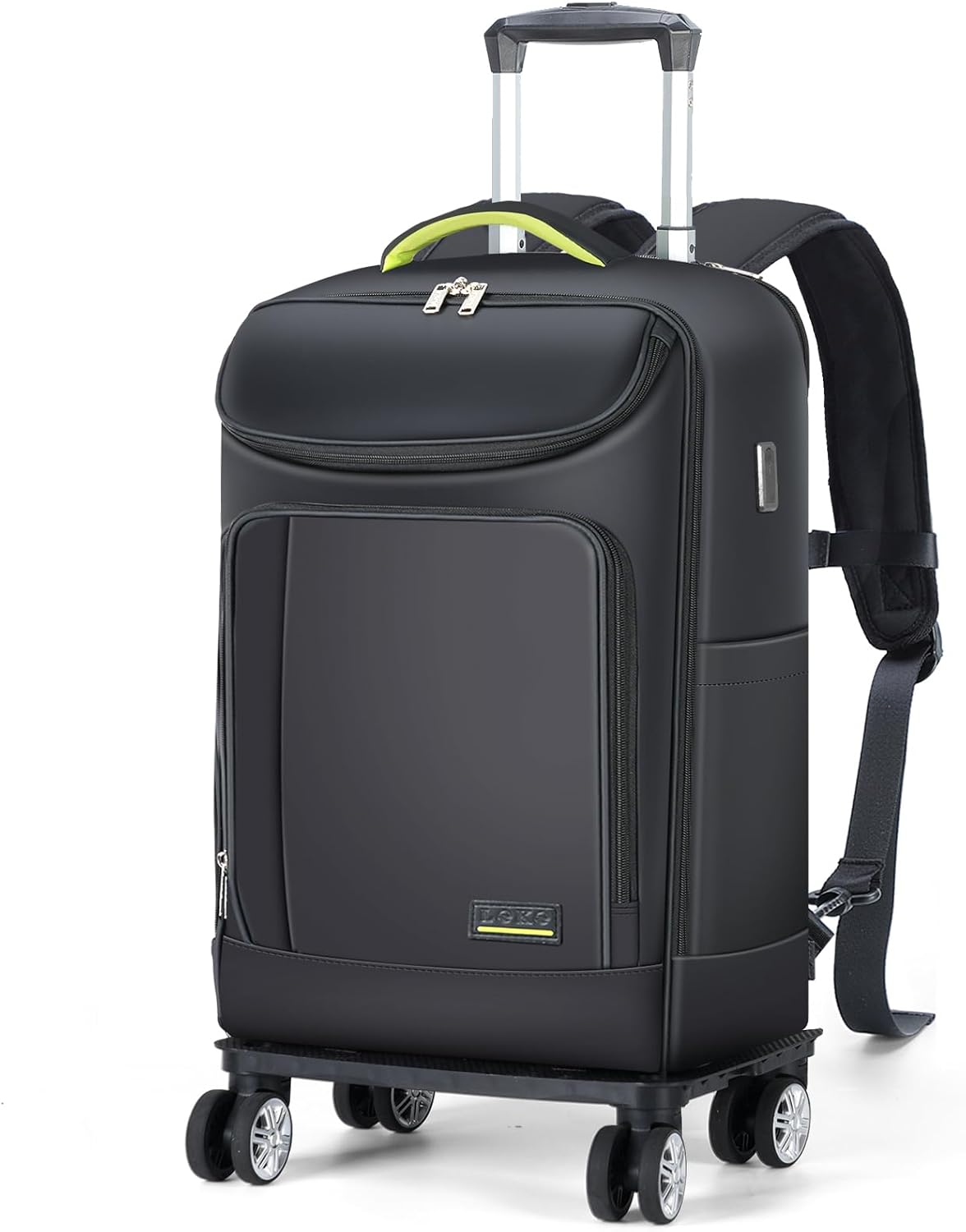 Lekebobor Travel Rolling Backpack with 360 Wheels for Comfort