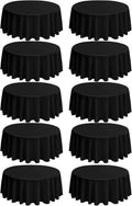 10 Pack Round Tablecloths 108 in Black Polyester - Durable, Wrinkle