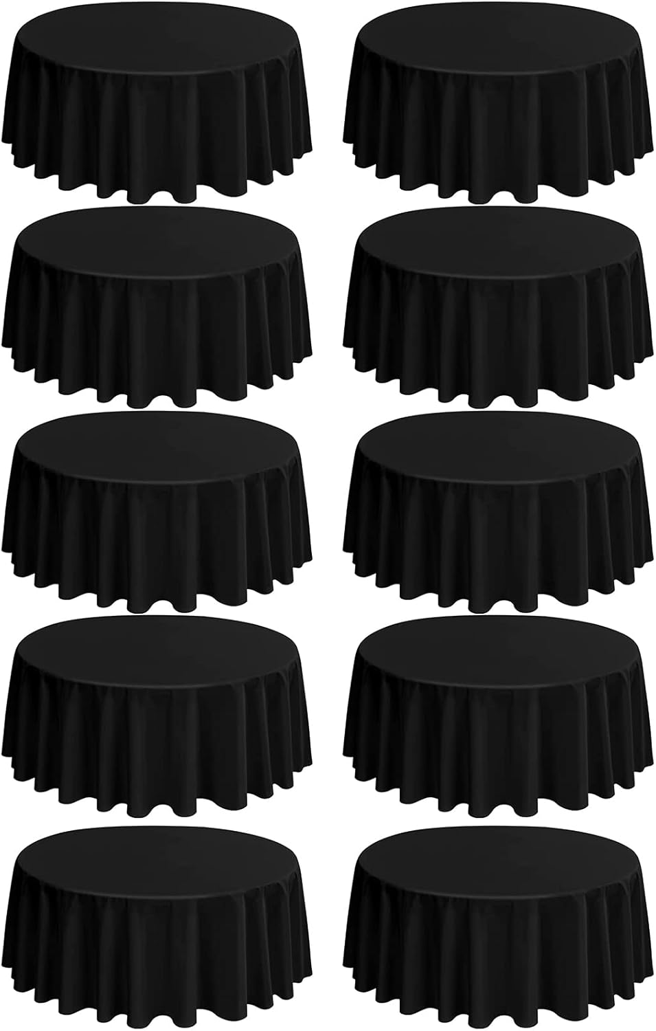 10 Pack 108 Inch Black Round Tablecloths for Elegant Events