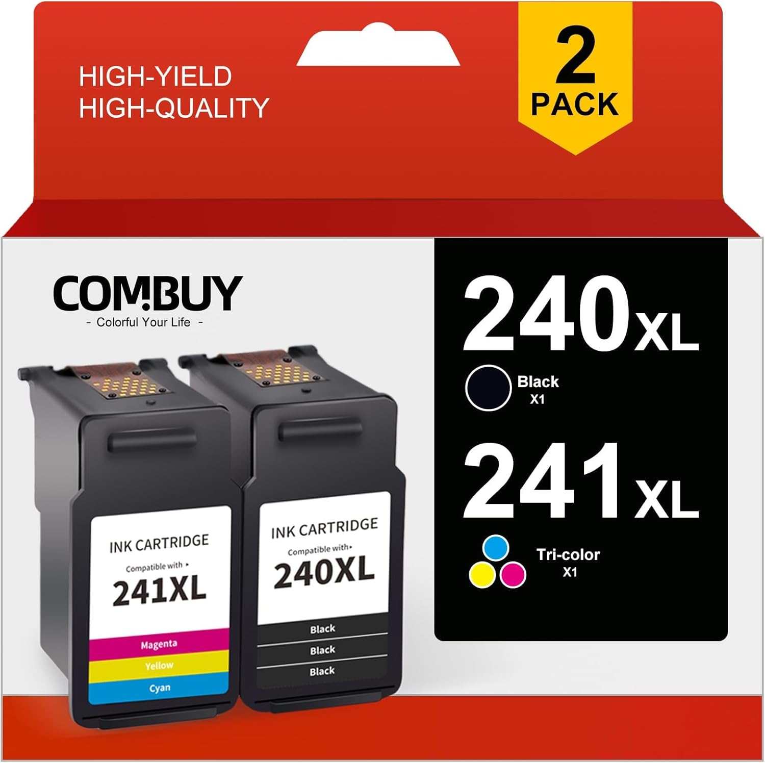 COMBUY Remanufactured Ink Cartridge for Canon 240XL 241XL Combo