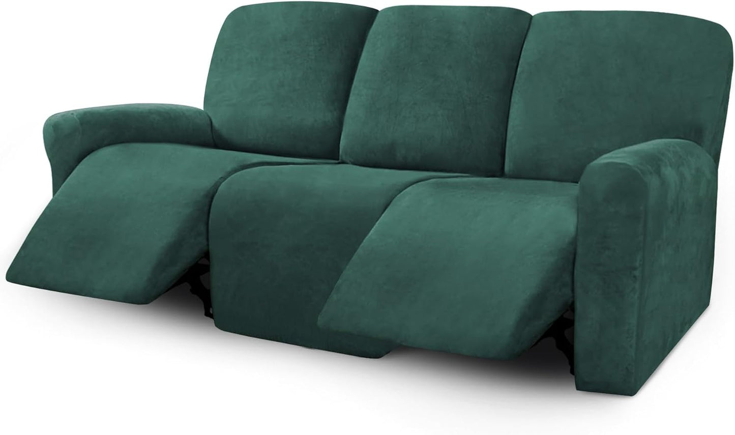 ULTICOR Velvet 8-Pieces Recliner Sofa Covers for 3 Seater
