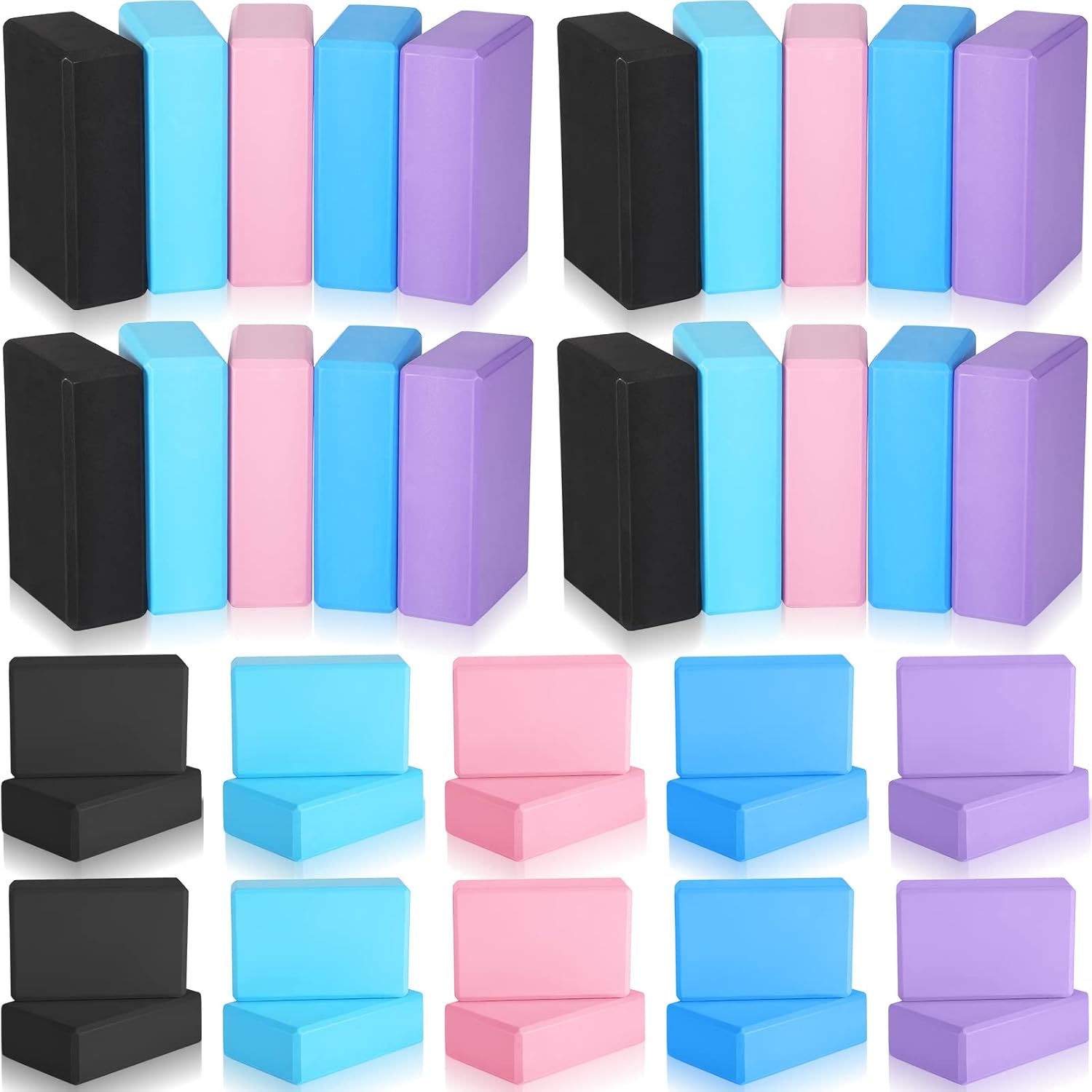 30 Pcs Meooeck Yoga Blocks Bulk - High Density Soft Foam for Enhanced Fitness