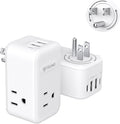 TROND Multi Plug Outlet Extender 2 Pack - Compact 7-Device Charging