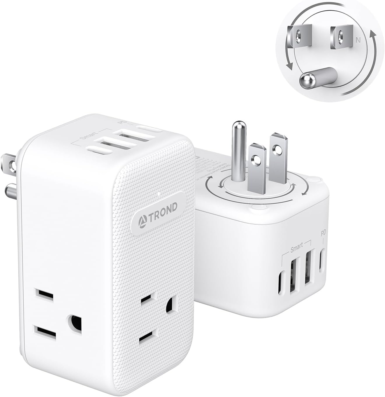 TROND Multi Plug Outlet Extender 2 Pack for Travel Essentials