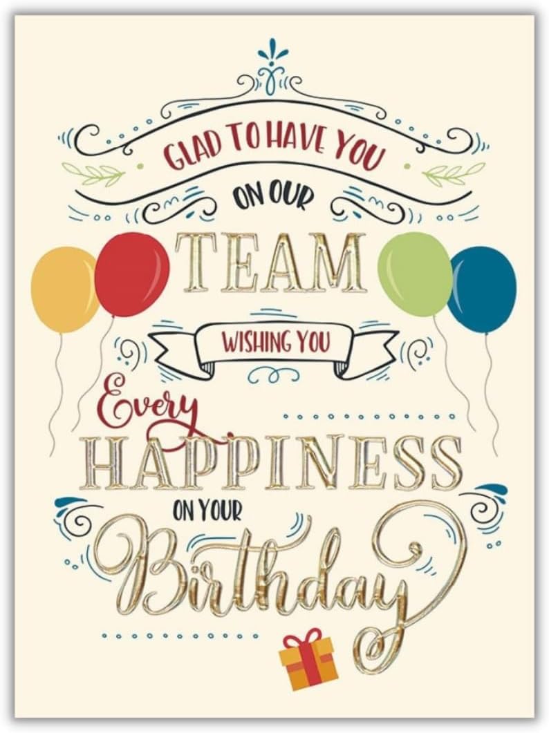 25 Employee Birthday Cards with Fun Design and Gold Foil