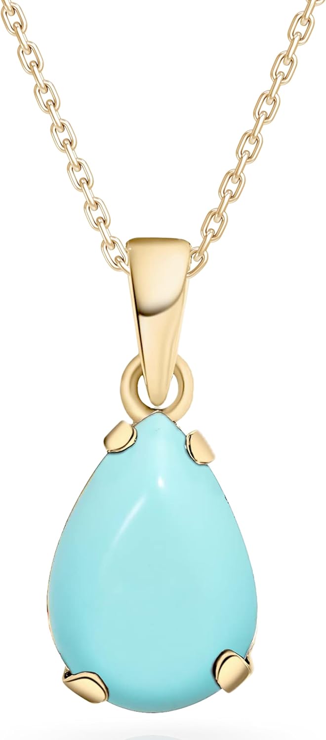 14K Gold Gemstone Necklace for Women - Elegant Teardrop Pendant