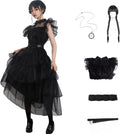 Women Vintage Goth Black Dress Costume for Halloween Parties