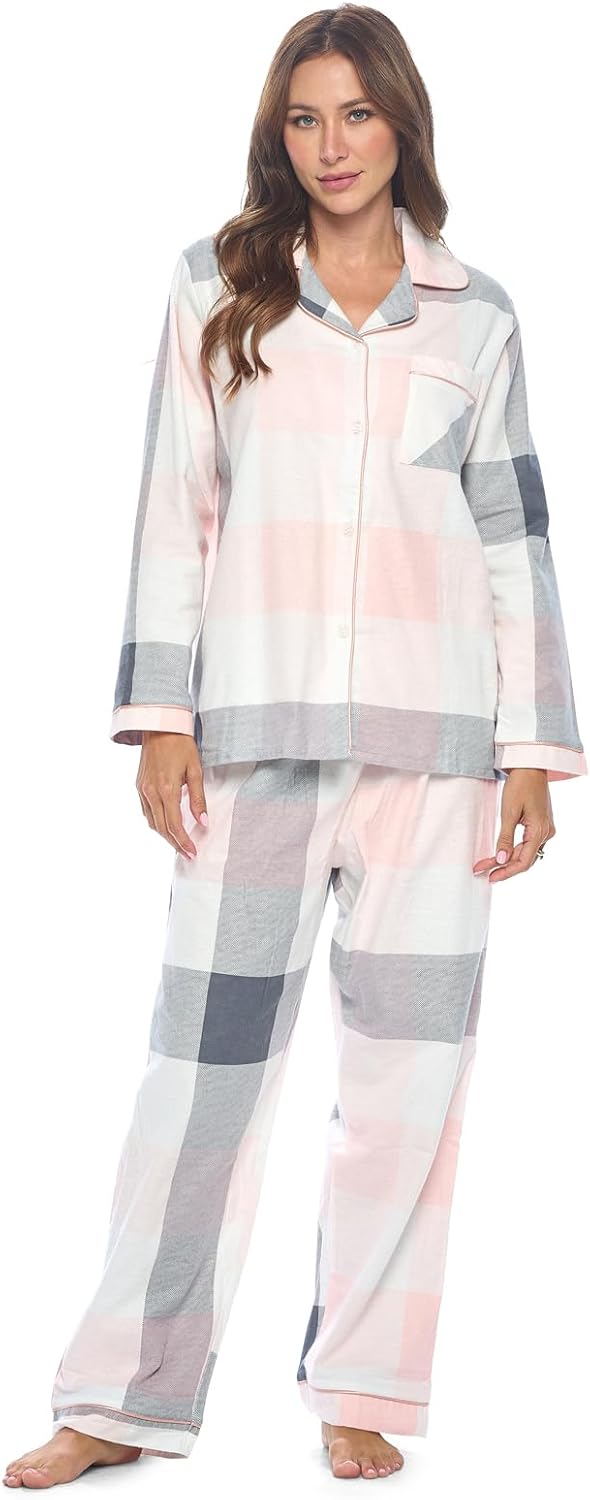 Casual Nights Women's Flannel Long Sleeve Pajama Set for Comfort