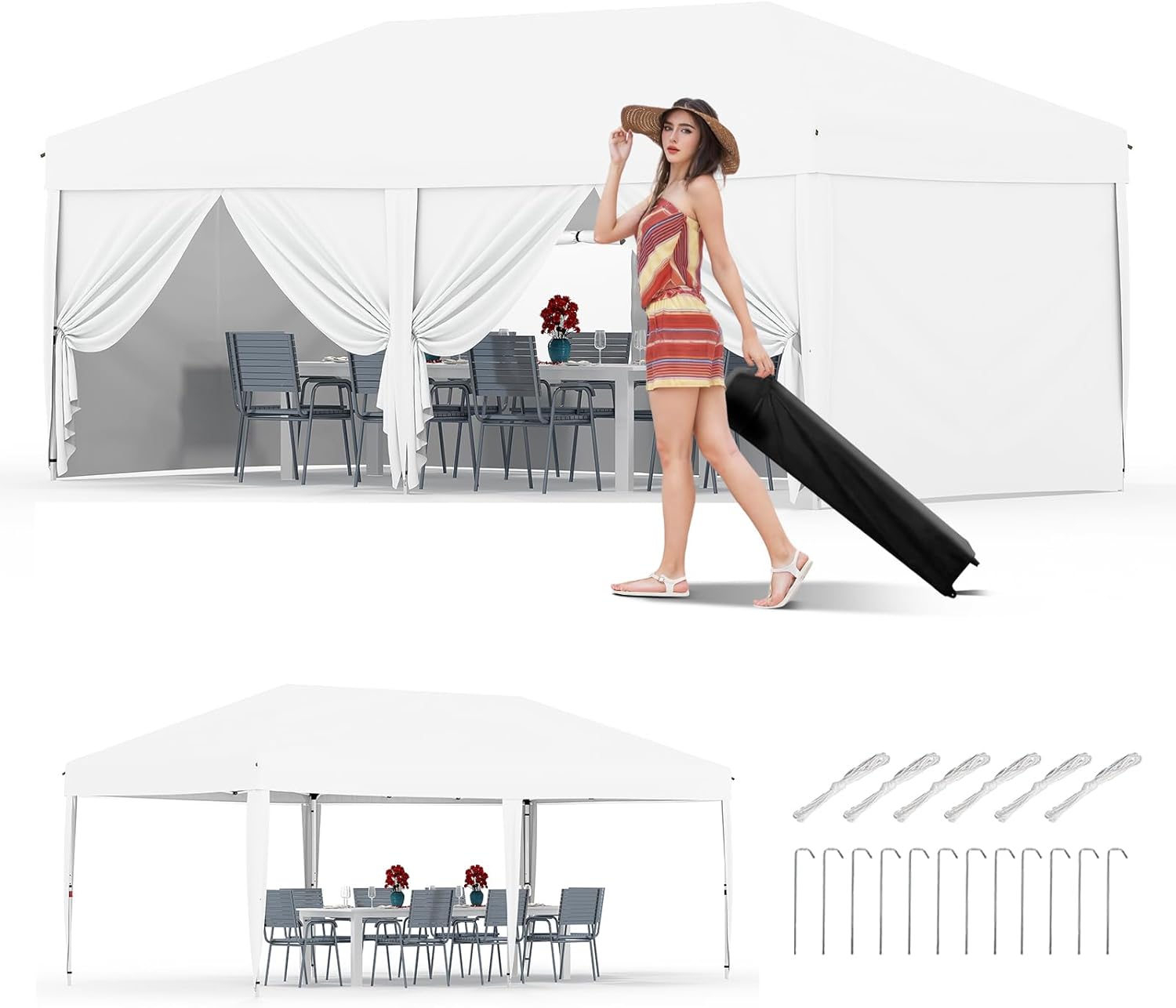 Garvee 10x20 Pop Up Canopy Tent for Outdoor Events and Shelter