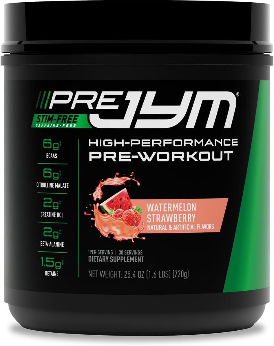 Pre JYM Stim Free Watermelon Strawberry Powder for Peak Performance