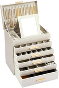 BOOVO Jewelry Box for Women 6 Layer Large Organizer - Glass Lid