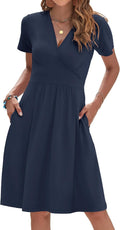 Womens Summer V Neck Floral Sundress with Pockets - Breathable Soft