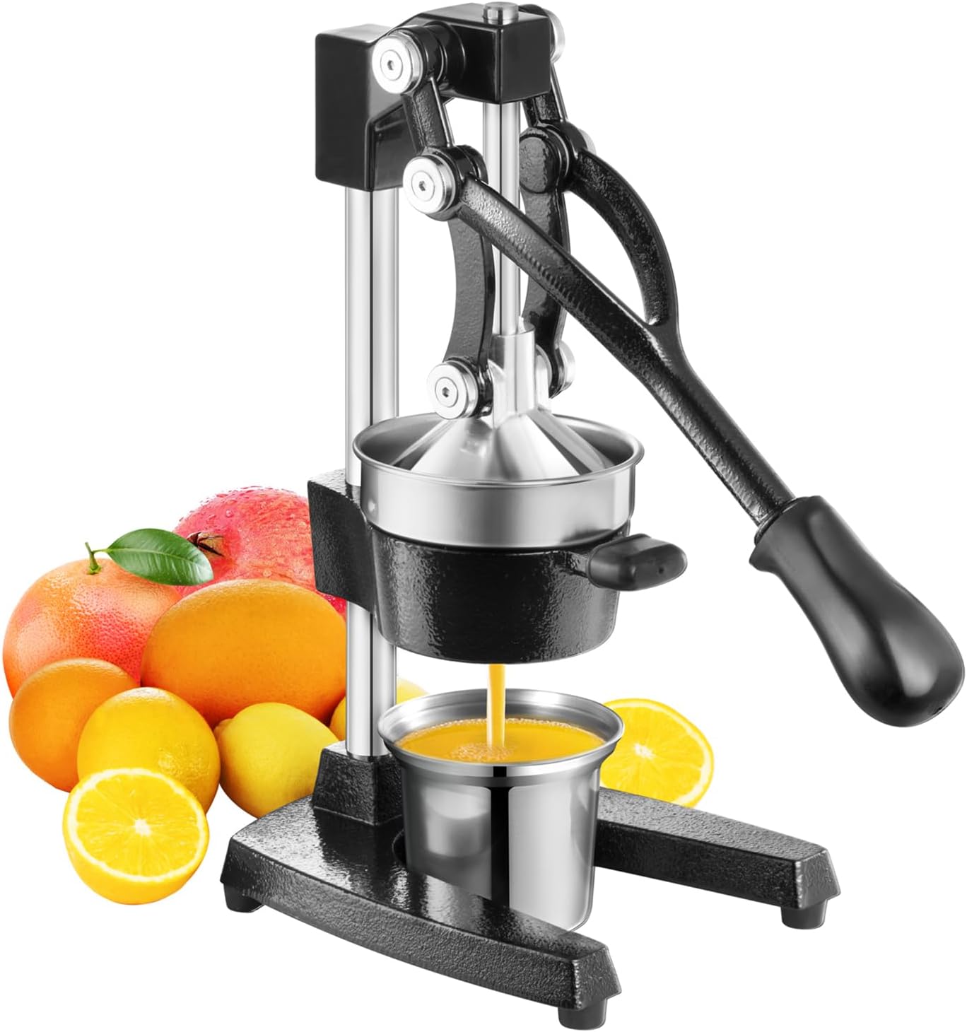 Cast Iron Juicer Hand Press for Citrus Fruits with Stainless Steel Cup