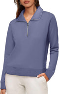WIHOLL Women's Half Zip Sweatshirt Cropped Slim Fit - Cozy Fall