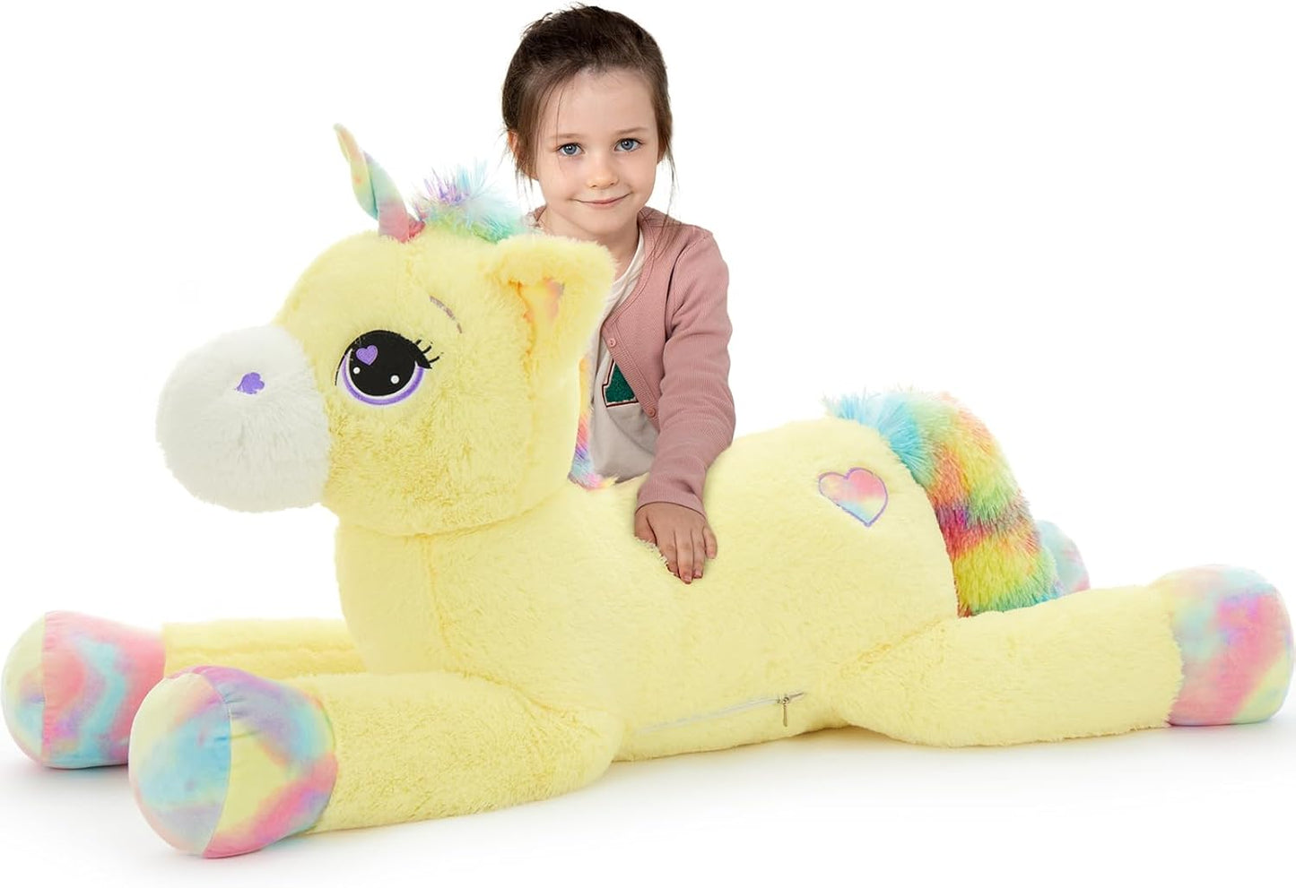 Giant Unicorn Plush Toy - 43in Soft Stuffed Animal for Kids