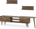 Farmhouse TV Stand with 2 Wall Shelves - Fits Up to 85 in