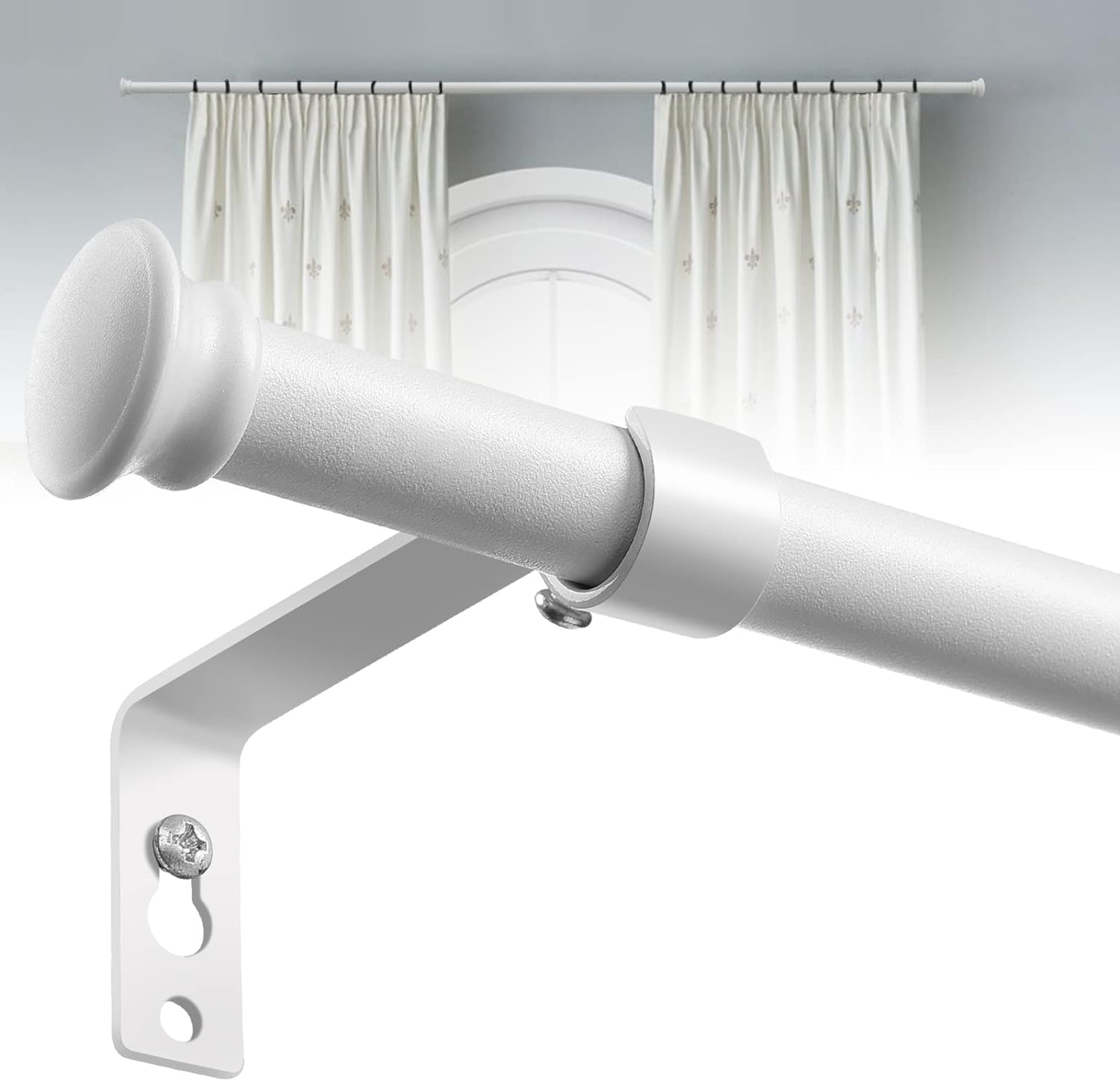 Rustic White Curtain Rods Set - 28-50 Inch Heavy-Duty Decor - LAKEROD