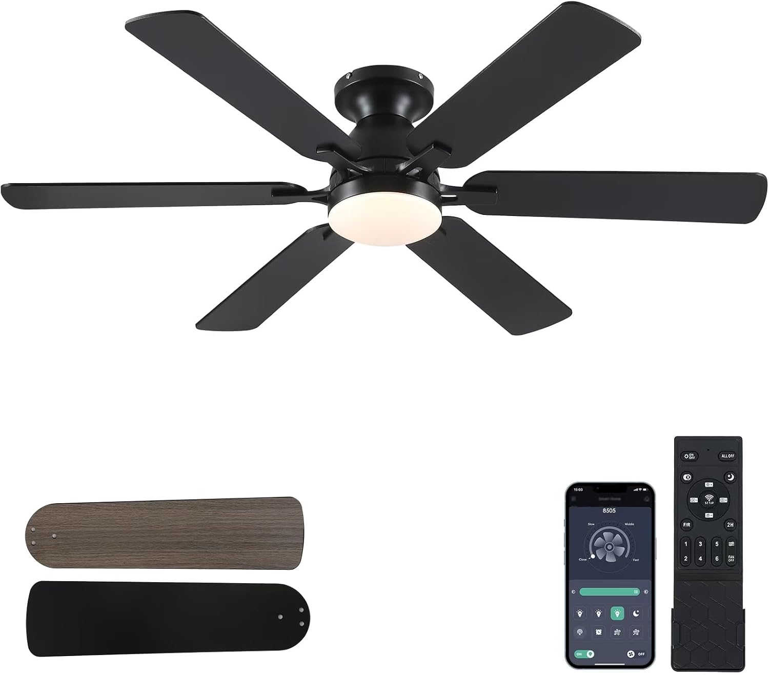 52 Low Profile Ceiling Fan with Lights and Remote Control