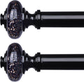 Black Crystal Curtain Rod 2 Pack 30 to 56 in - Heavy Duty Vintage