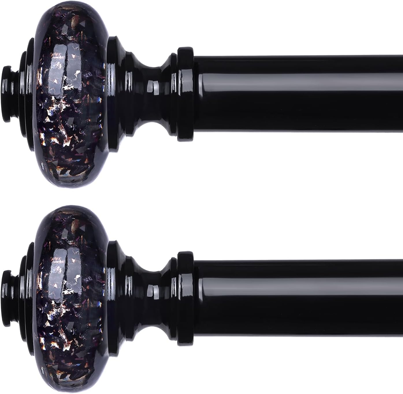 Black Crystal Curtain Rods Set for Windows 30 to 56 Inch