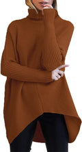 Womens Oversized Caramel Turtleneck Tunic Sweater - Cozy Fit