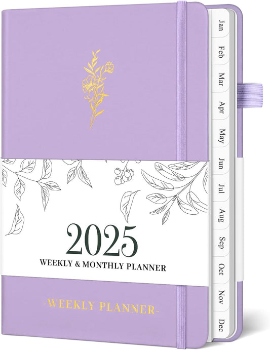 Blugool 2025 Weekly Planner, Monthly Tabs, Hardcover, Purple - Stay Organized in Style!
