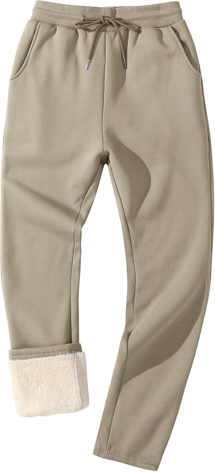 Flygo Men's Fleece Lined Sweatpants for Winter Warmth and Comfort