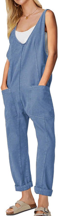 EXLURA Womens High Roller Denim Bib Jumpsuits - Lightweight Casual