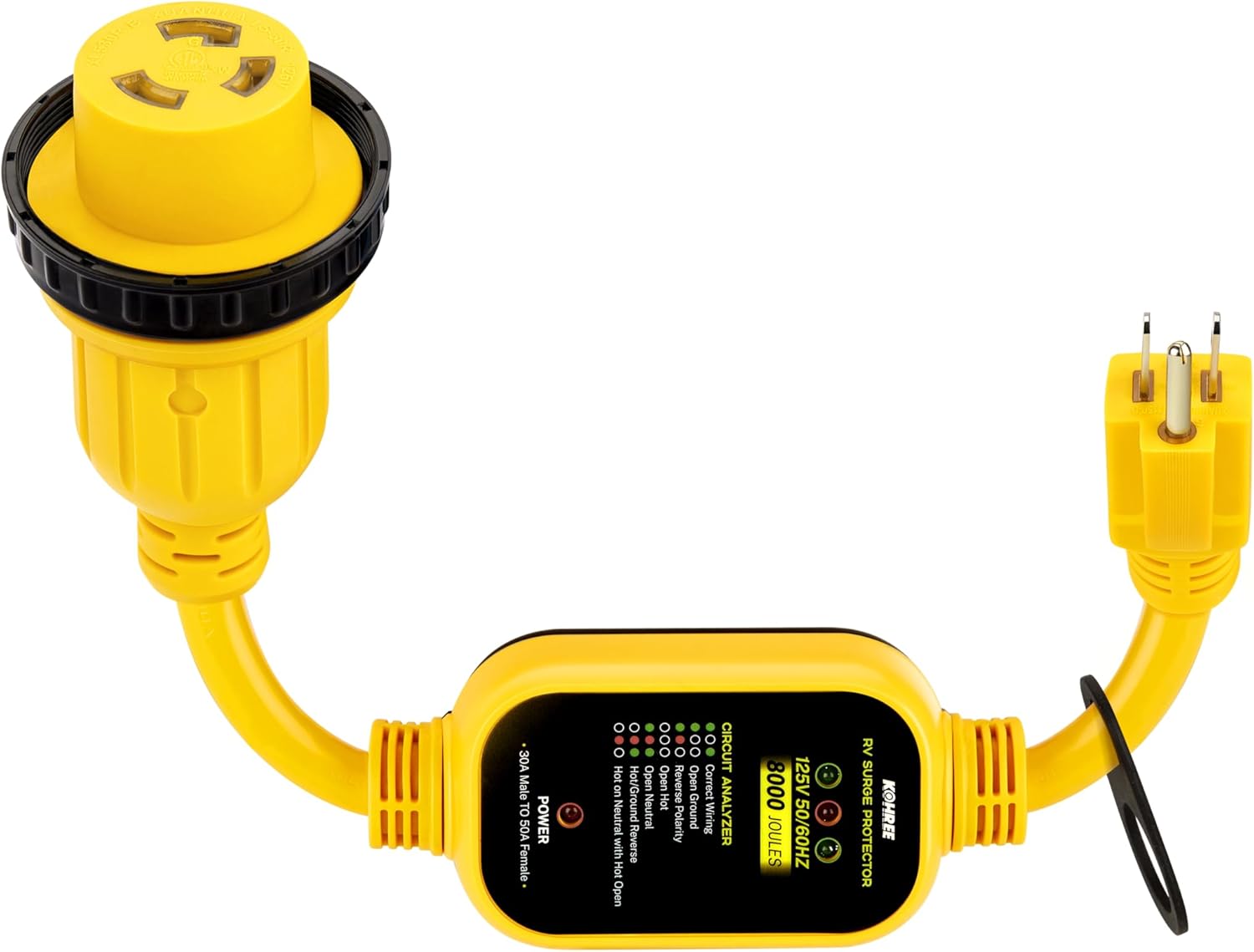 Kohree 30 Amp to 110V RV Adapter with Surge Protection Features