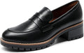 Women's Platform Chunky Heeled Loafers - Stylish Work Comfort