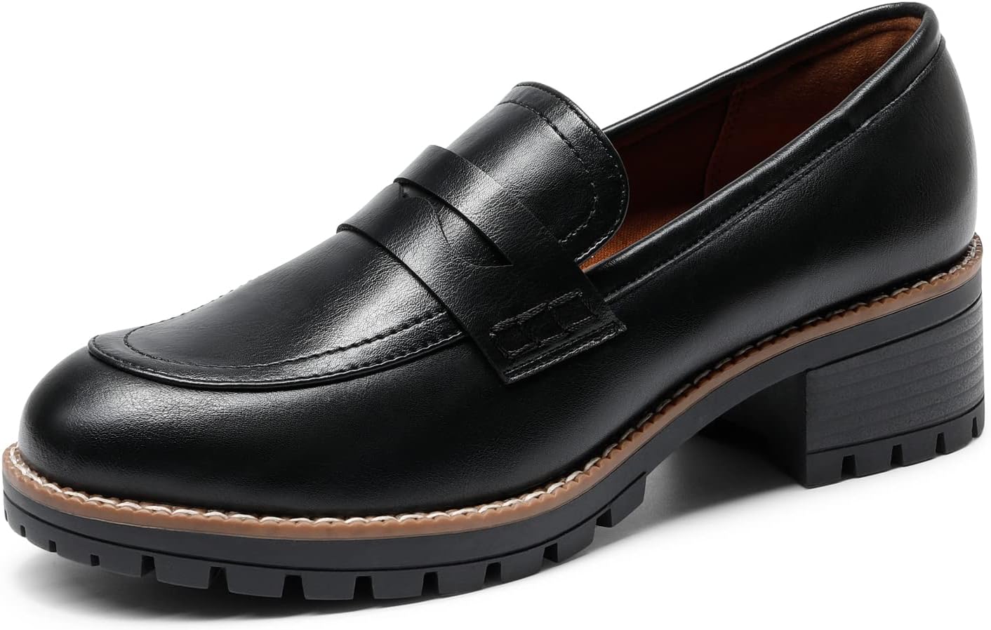 DREAM PAIRS Women's Platform Chunky Heeled Loafers for Style