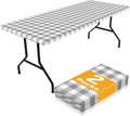 Smiry Picnic Table Cloth 2 Pack for 8ft Tables - Waterproof Elastic