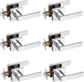 Probrico Passage Door Levers 6 Pack Polished Chrome - Heavy Duty