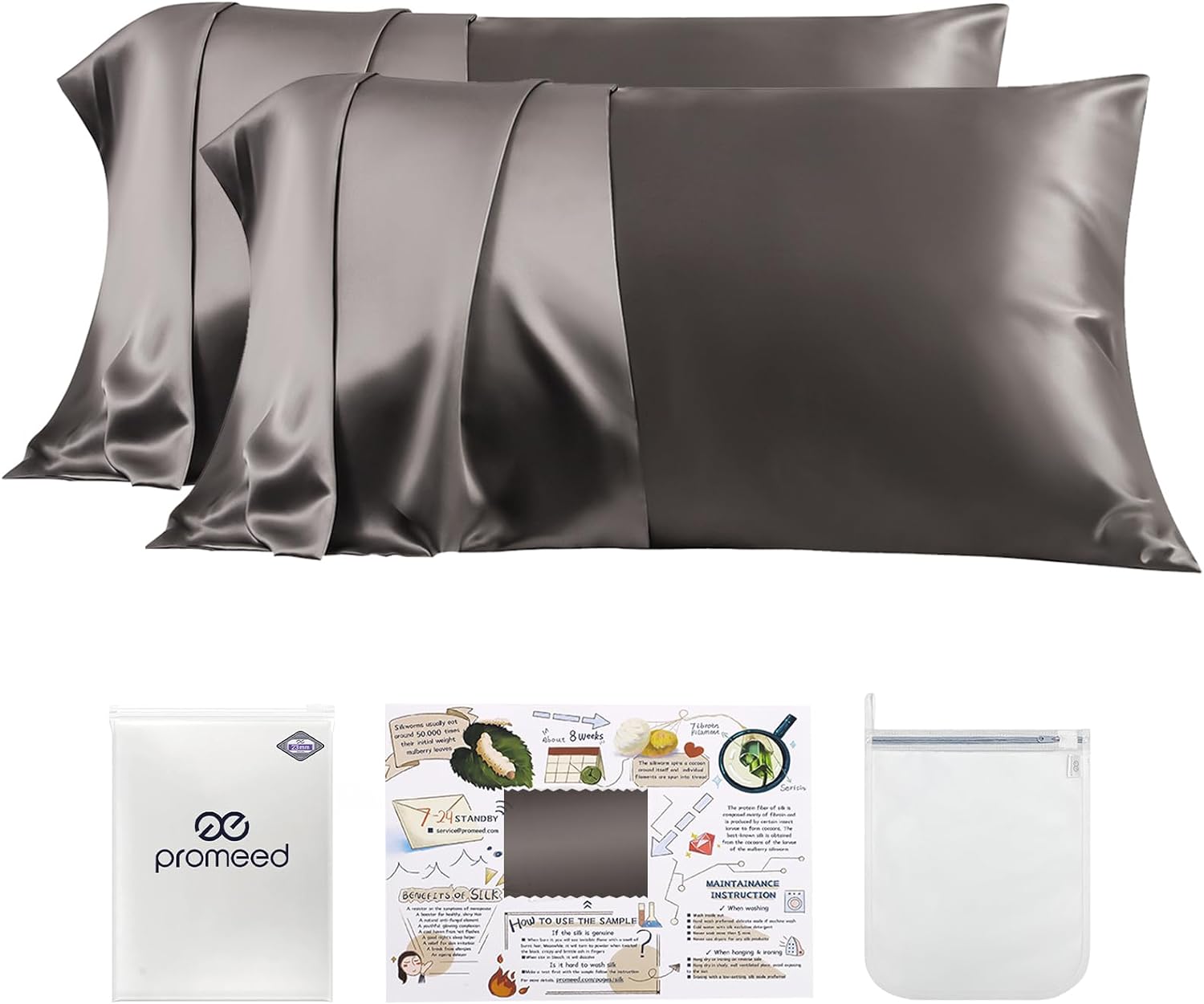 PROMEED 23 Momme Grade 6A+ Mulberry Silk Pillowcase Set