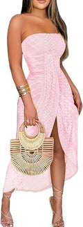 CHICME Strapless Maxi Bodycon Dress - Asymmetrical Beach Sunset