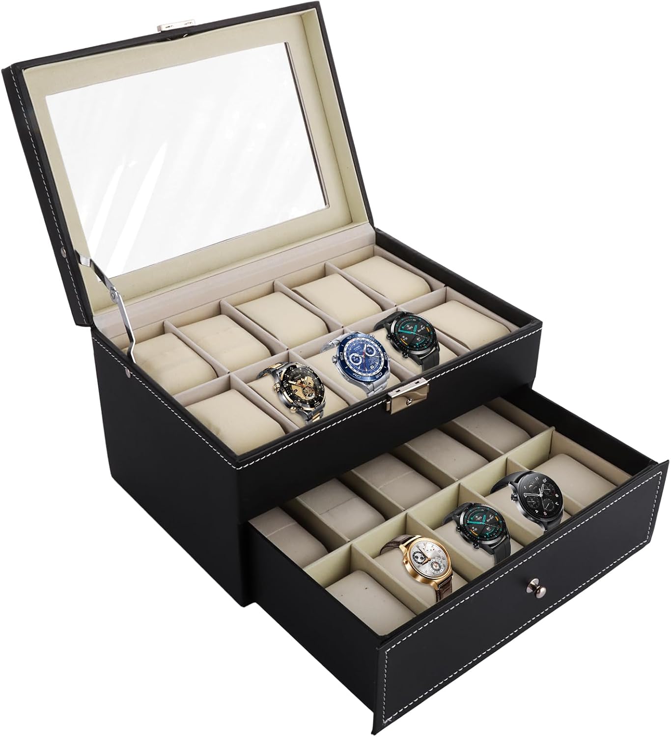 YAYODS 20-Slot Watch Box: Stylish Storage Solution