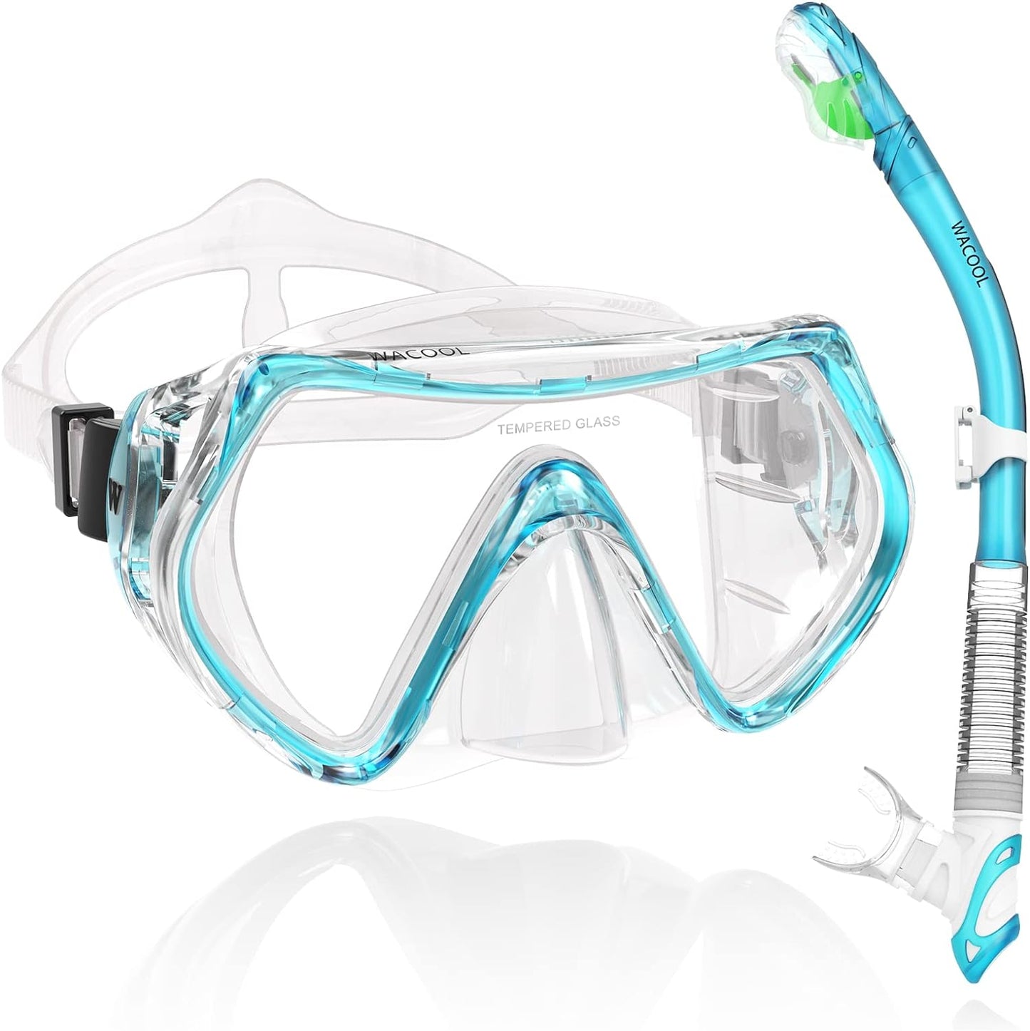WACOOL Professional Snorkel Set - Anti-Fog Glass, Purge Valve & Silicon Mouthpiece