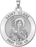 Saint Clare of Assisi Religious Medal - Sterling Silver 3/4 in