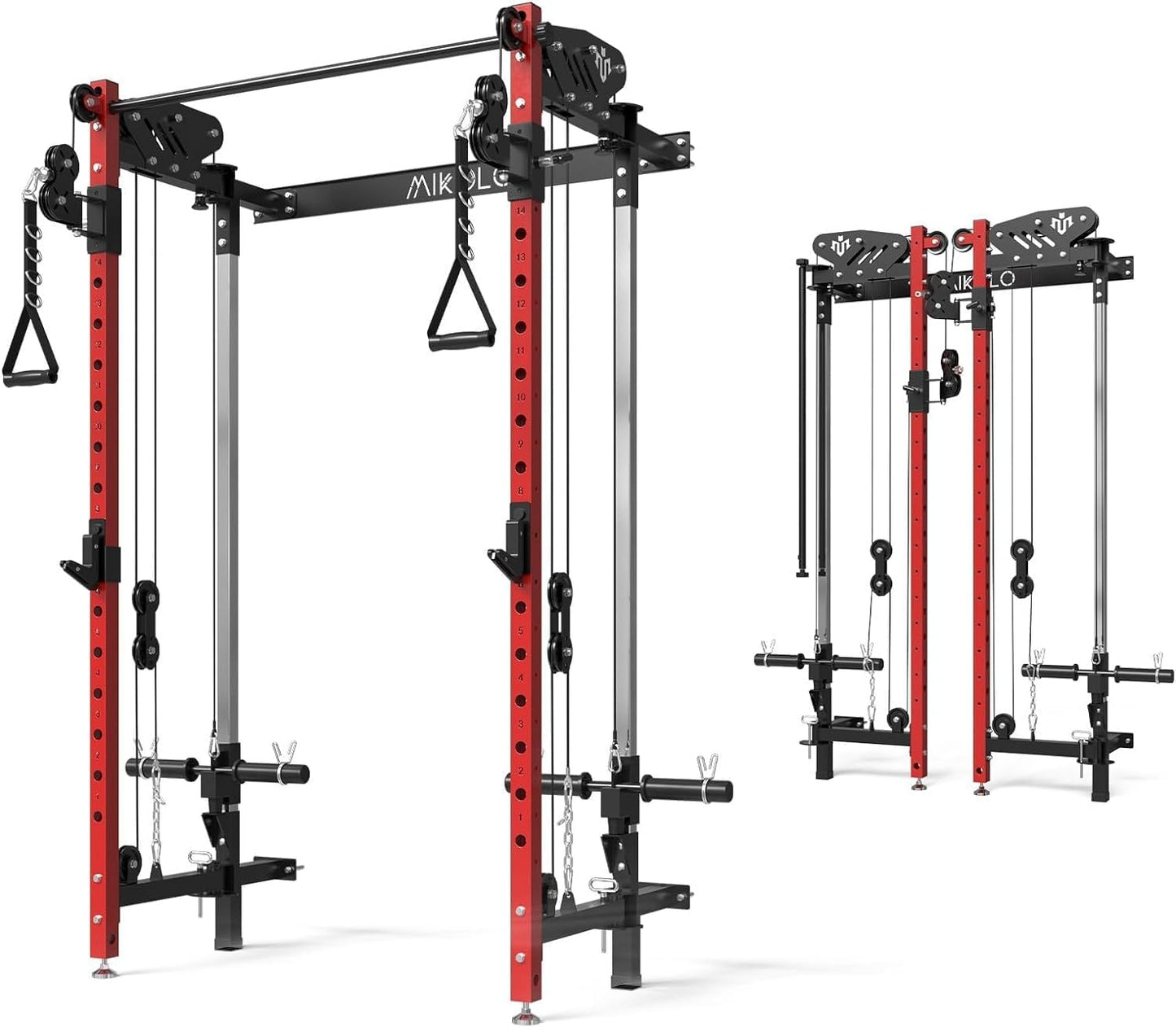 Mikolo Wall-Mounted Squat Rack with Cable Crossover - 5 Modes