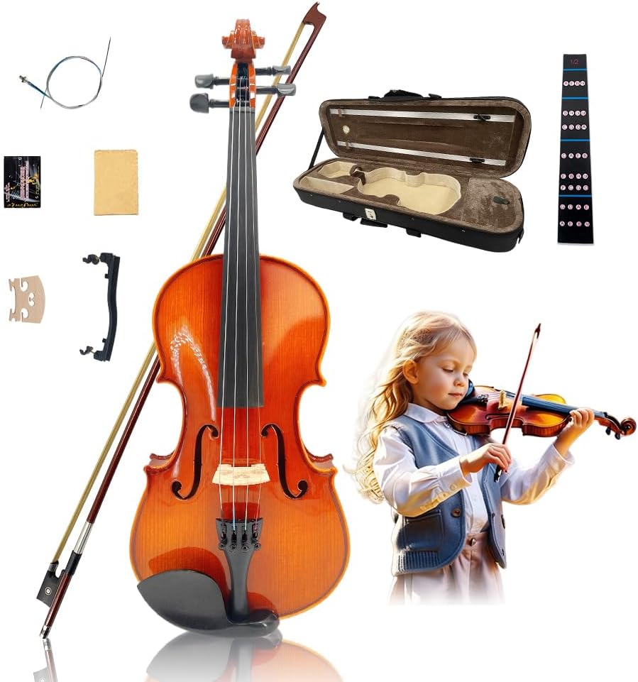 1/2 Acoustic Violin for Beginners with Complete Starter Kit