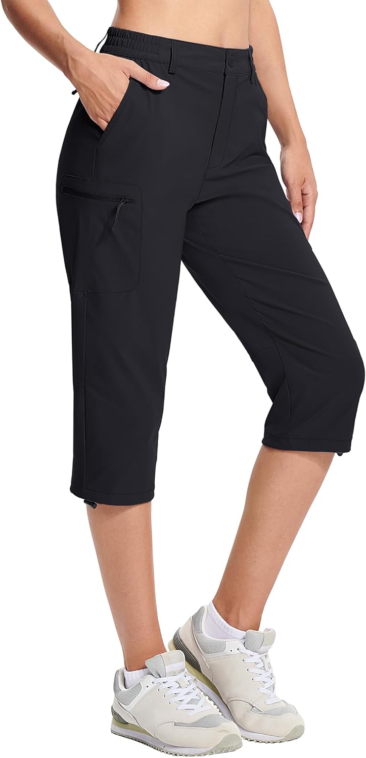 Lightweight Water Resistant Women's Hiking Capris with Pockets
