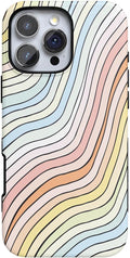 iPhone 16 Pro Case Ride The Wave - Pastel Rainbow Lined Bold
