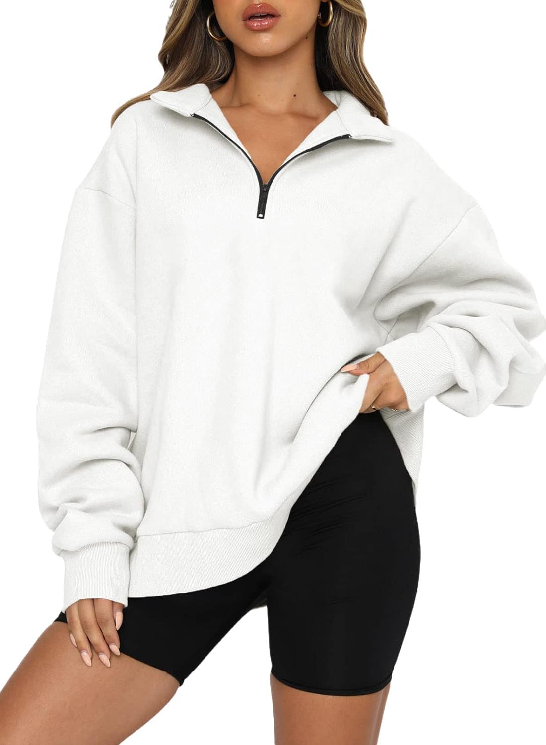 BLENCOT Women's Half Zip Quilted Sweatshirt for Casual Style