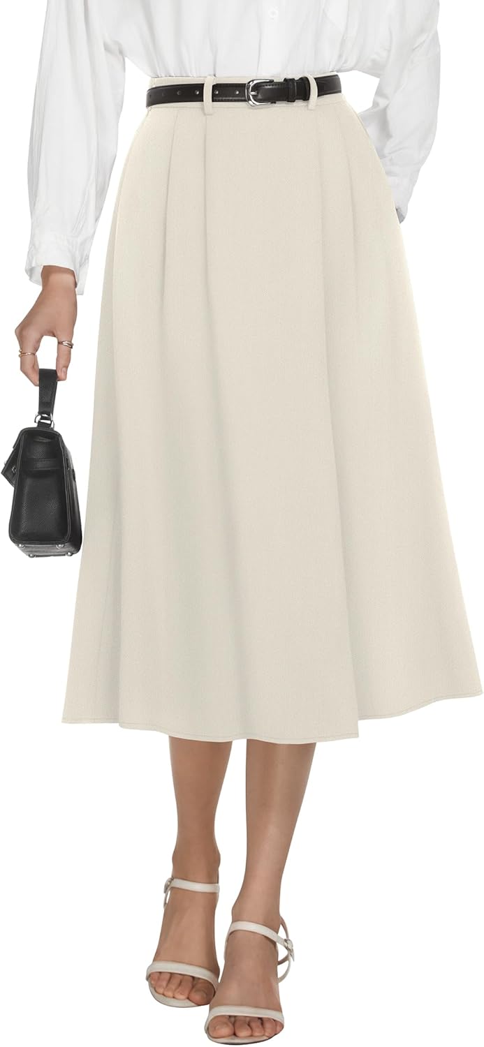 Women's High Waisted Midi Skirts for Business Casual Style