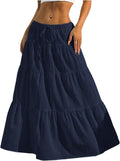 Verdusa Women's Boho Flared Ruffle Maxi Skirt - Comfortable Summer bow