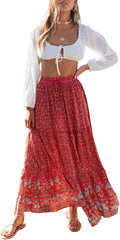 Bohemian Floral A Line Maxi Skirt - Comfortable Summer Fit