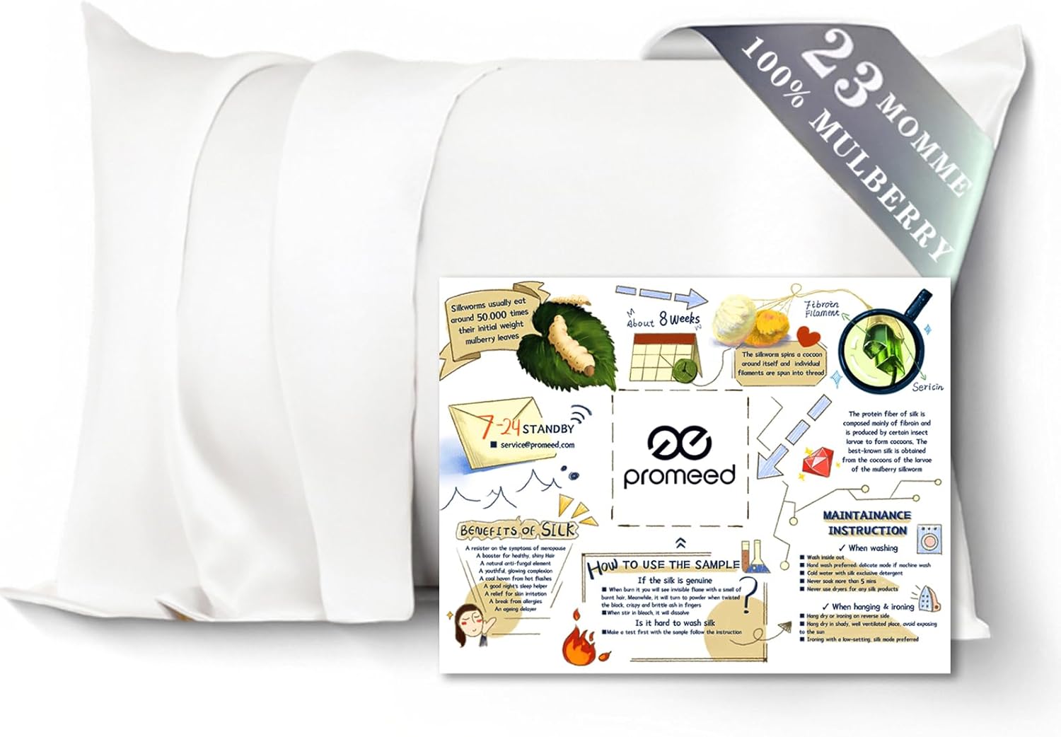 PROMEED 100% Mulberry Silk Pillowcase for Sensitive Skin