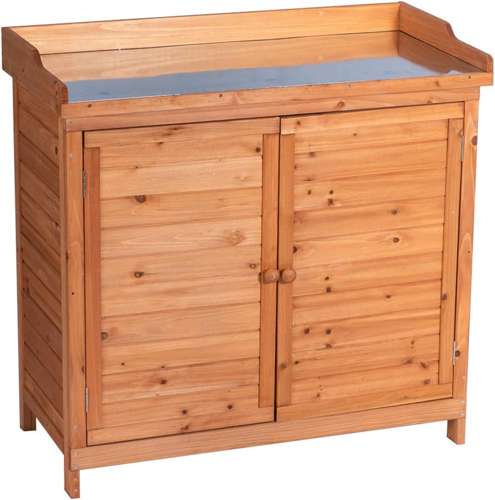 Outdoor Garden Patio Wooden Storage Cabinet for Tools and More